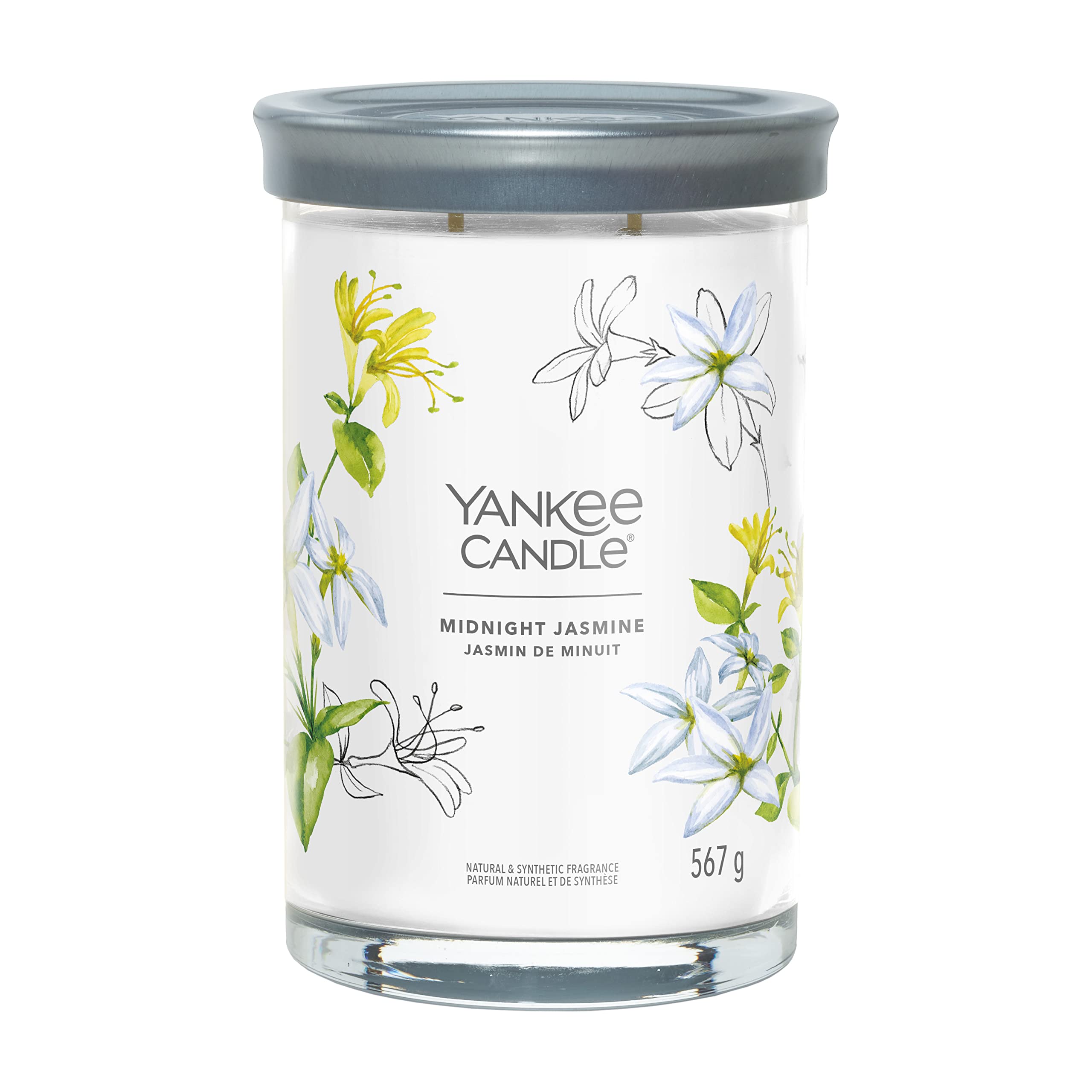 Yankee Candle Signature Candela Profumata, Gelsomino di Mezzanotte in Tumbler Grande, Candele di Miscela di Cera di Soia Lunga Durata, Regalo per le Donne