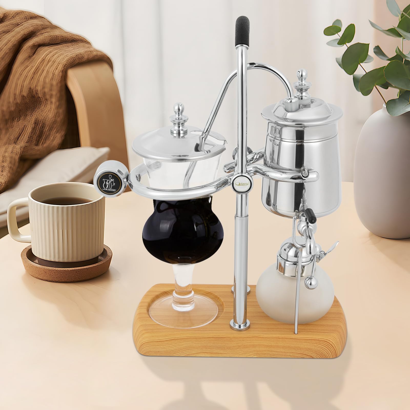 Syphon Machine à café Cafetière avec siphon Belgique Belgique Family Balance Siphon avec verre doseur et cuillère 23,5 x 12 x 38 cm