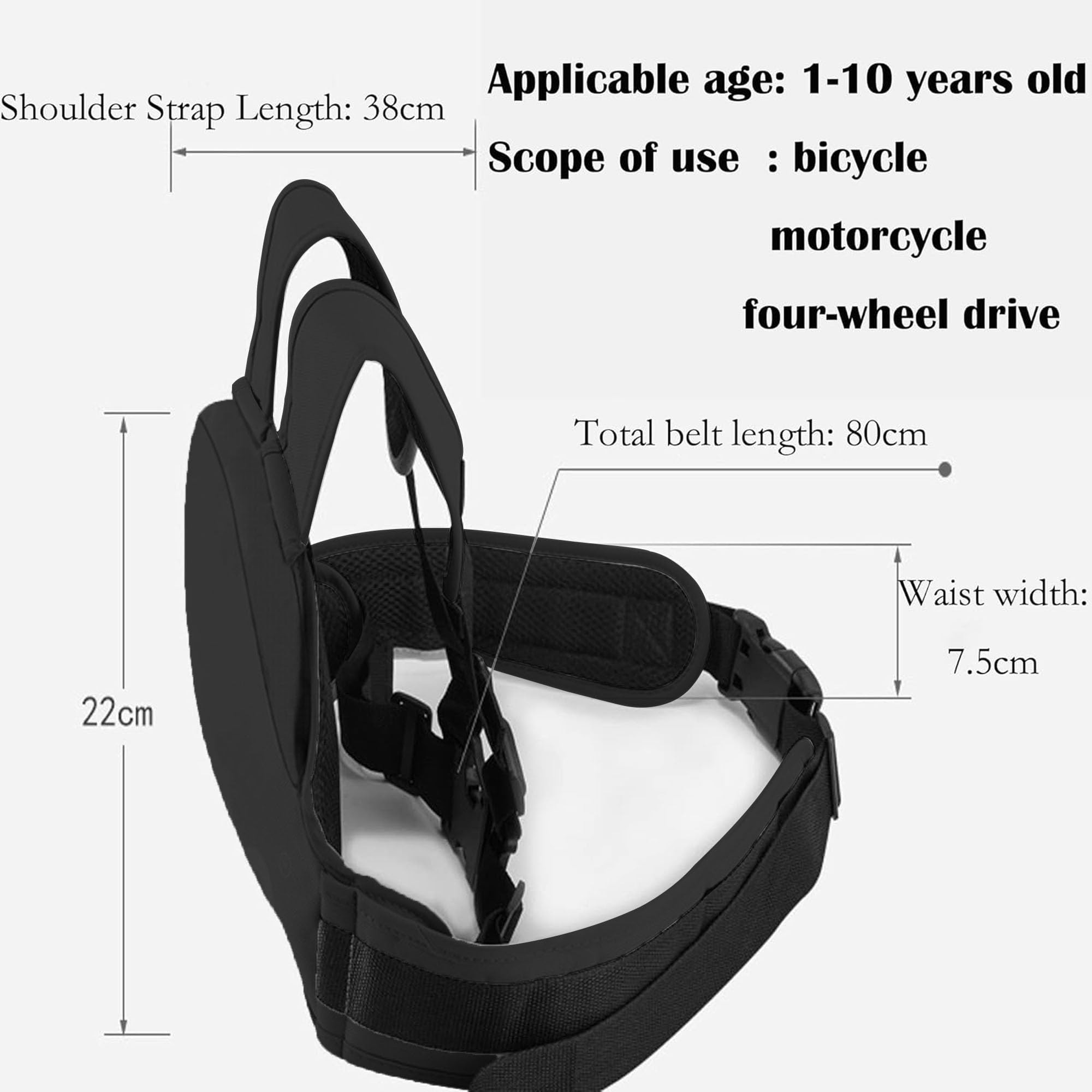 Cintura di Sicurezza per Moto Bambini Regolabile Riflettente Adatto 2-13 Anni
