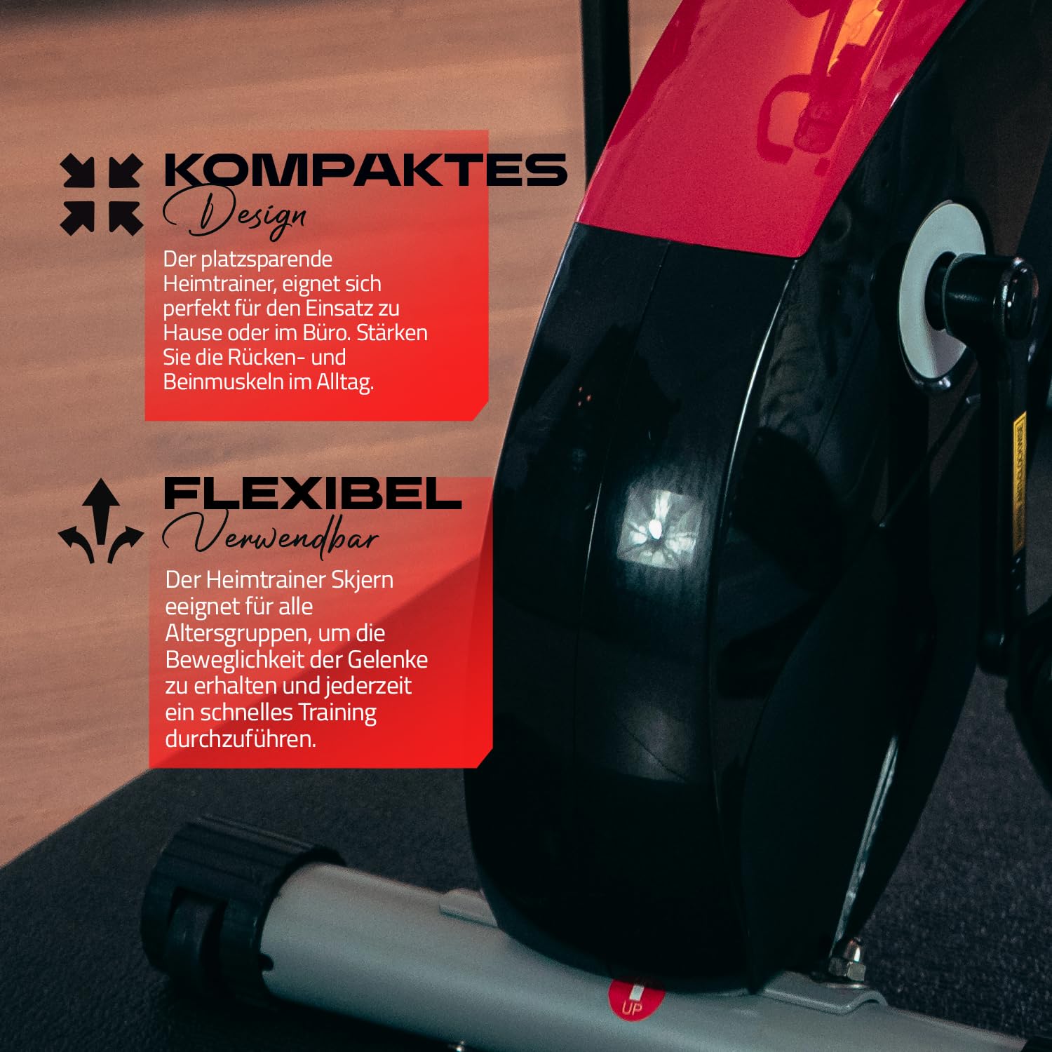 Senioren Heimtrainer, faltbarer Fahrradtrainer, Heimtrainer, Fitnessfahrrad LCD Trainingscomputer, klappbarer Hometrainer, inklusive Pulsmessung, 8 Widerstandsstufen