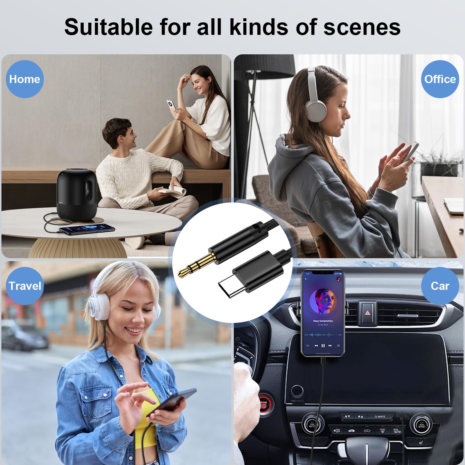 Cavo audio da USB C a jack audio da 3,5 mm per Samsung Galaxy A26/A16/A36/A56/S25 Ultra/S24/S23/S22/S21/S20/0,9 m, adattatore da tipo C a cuffie Aux cavo stereo per iPhone 16 Pro Max/16e/15/Pixel