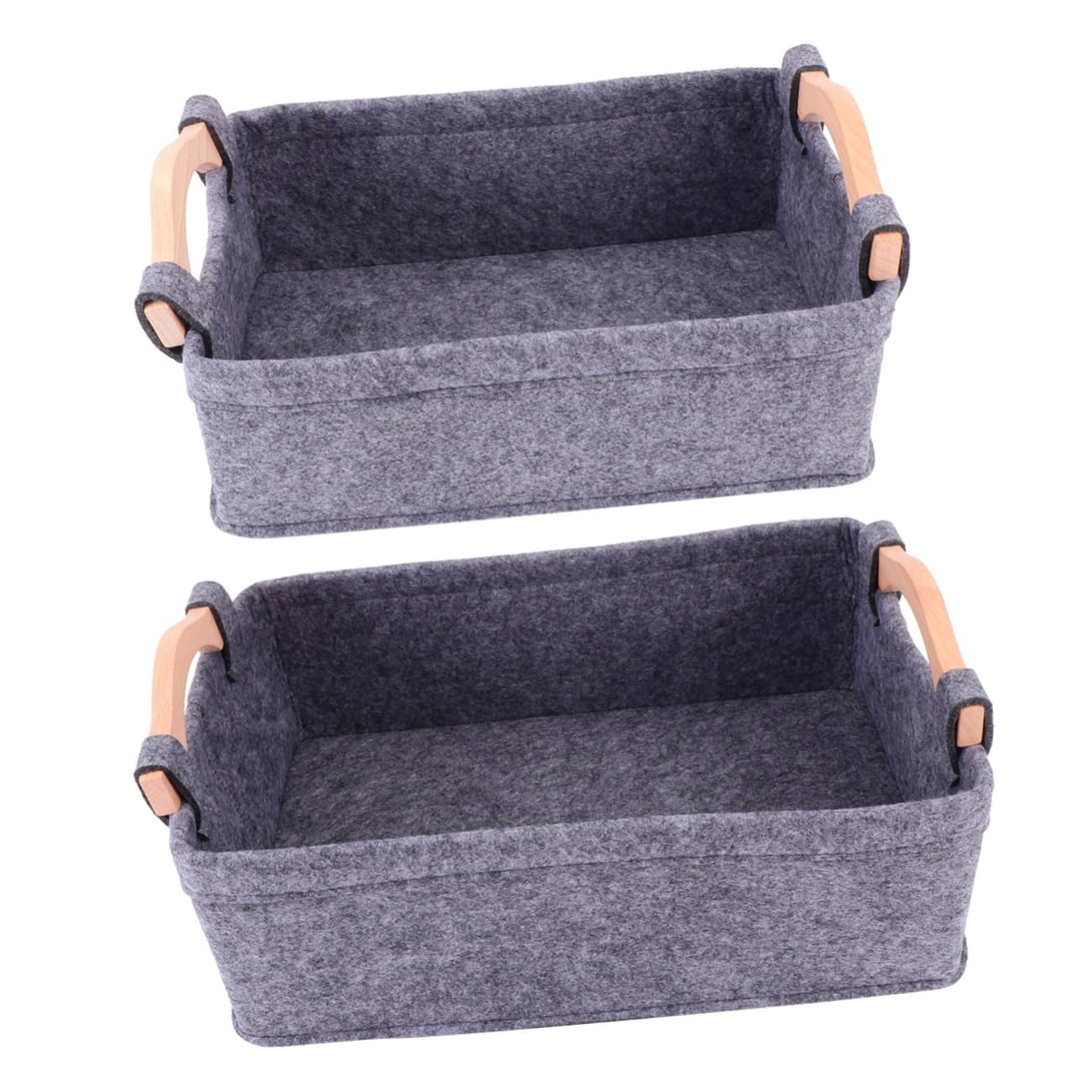 Unomor 2pcs Felt Storage Basket for Home Organization Grey for Books Toys and Sundries Stylish Desktop Organizer for Living Room Office and More