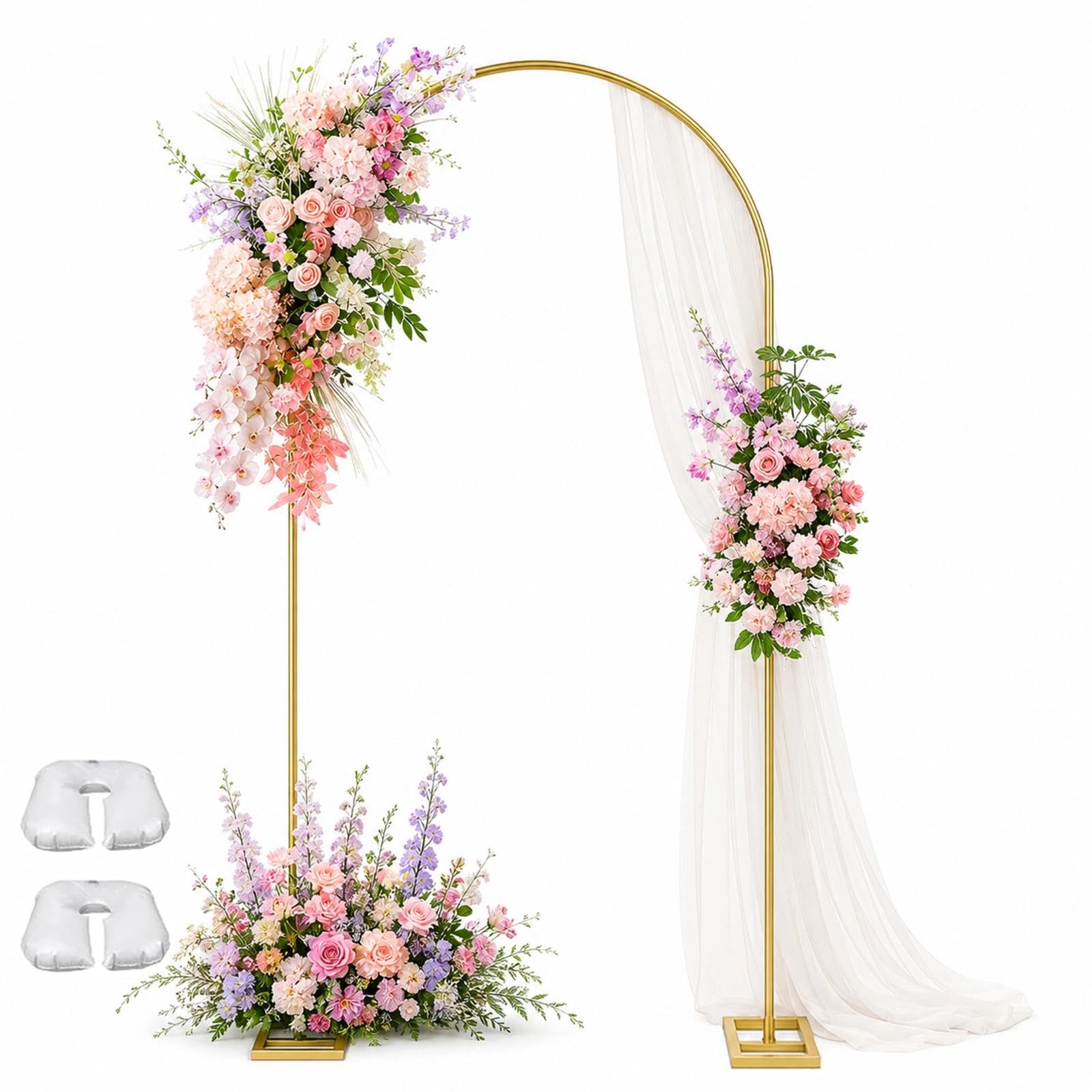 1.8M/6FT Metal Arch Backdrop Stand, Gold Balloon Arch Stand with Base
