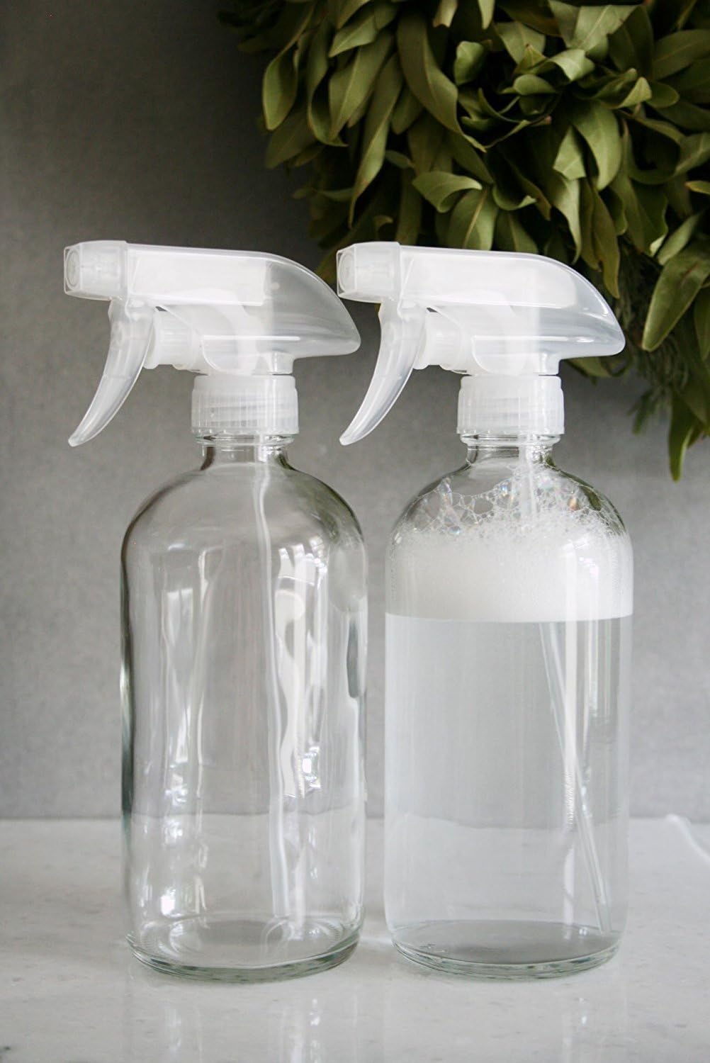 Rail19 Glass Clear Spray Bottle with Clear Spray Nozzle, 16oz (Clear Trigger 2 Pack)