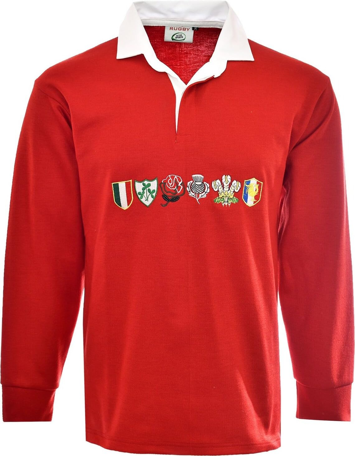 Activewear Men 6 Nation Full Sleeve Rugby Fan Shirts Size S to 5XL (4XL, Red)