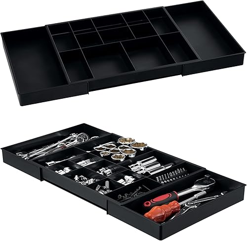 Miniatura 9 de ONREVA Juego de bandeja organizadora de caja de herramientas, kit de bandeja de almacenamiento grande expandible para caja de herramientas, cajones