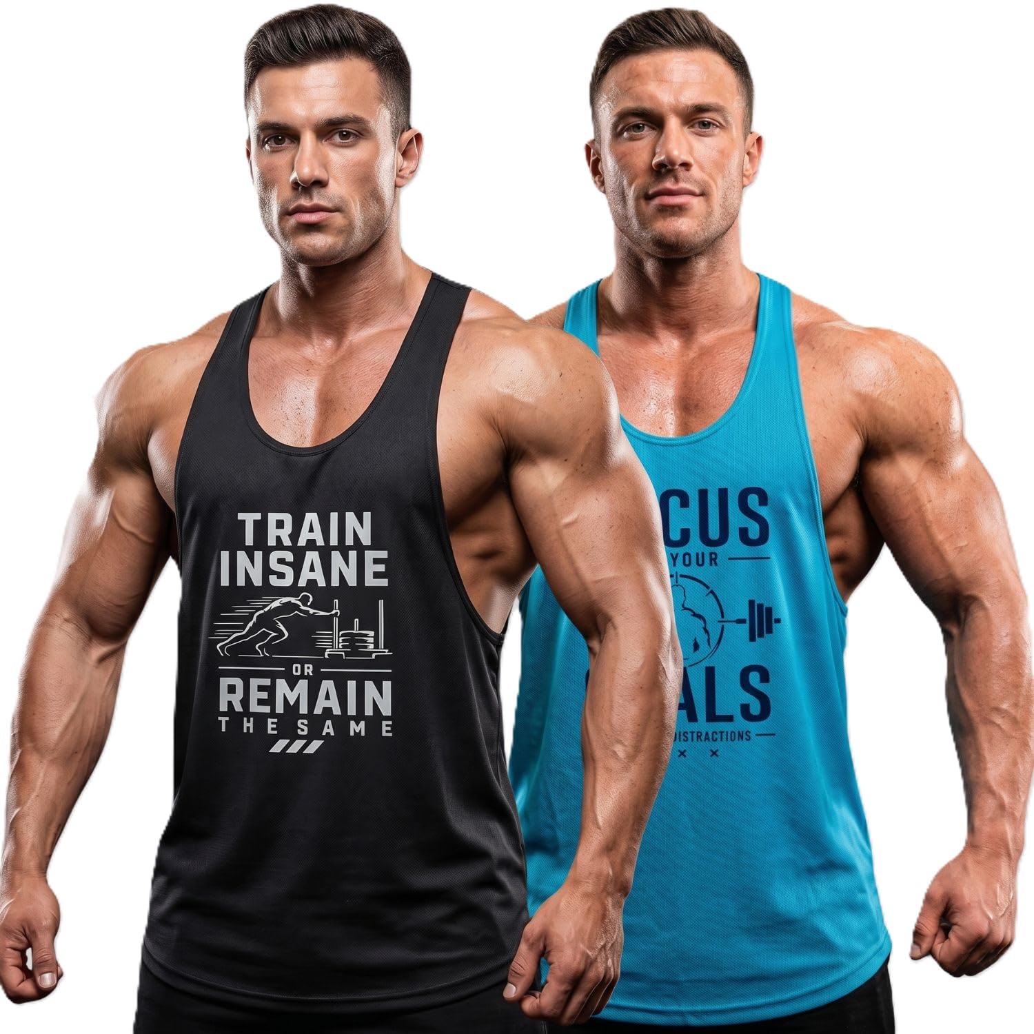 zeffit Men's Printed Gym Stringer Vest Combo Pack of 2 Scoop Neck Sleeveless Polyester Gym Vest-picture-49