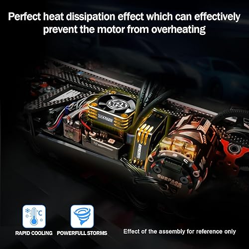 Miniatura 6 de Ventilador de enfriamiento del motor de 1.575 in, ventilador ESC de 16000 RPM, ventilador de enfriamiento RC para 15 16 RC Truck Car Motor de 1.575