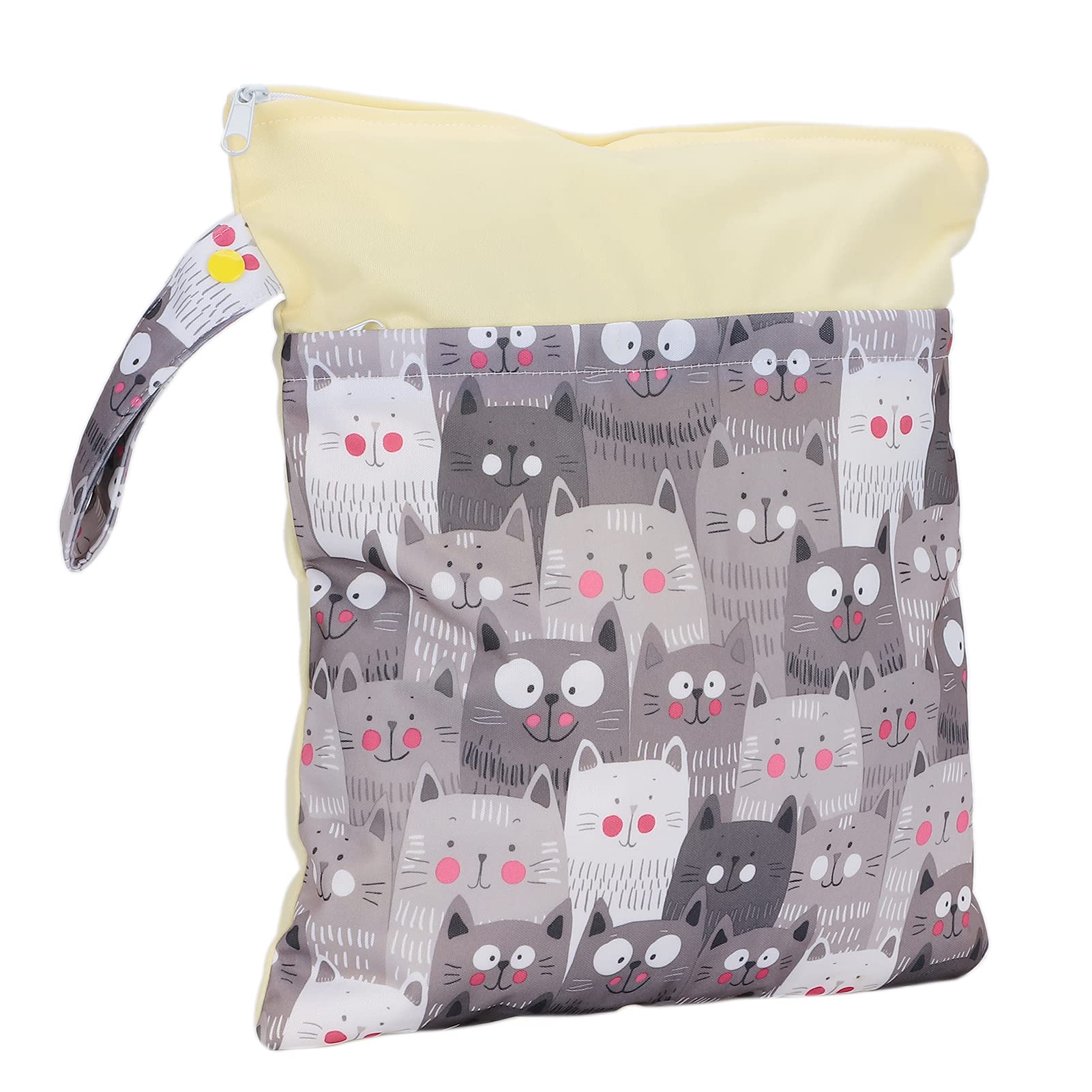 Baby Cloth Diaper Wet Dry Bags, Waterproof 4 Different Patterns Practical Wet Dry Bags Cute Cartoon Pattern for Soiled Baby Items for Swimsuit(Cat)-image-28