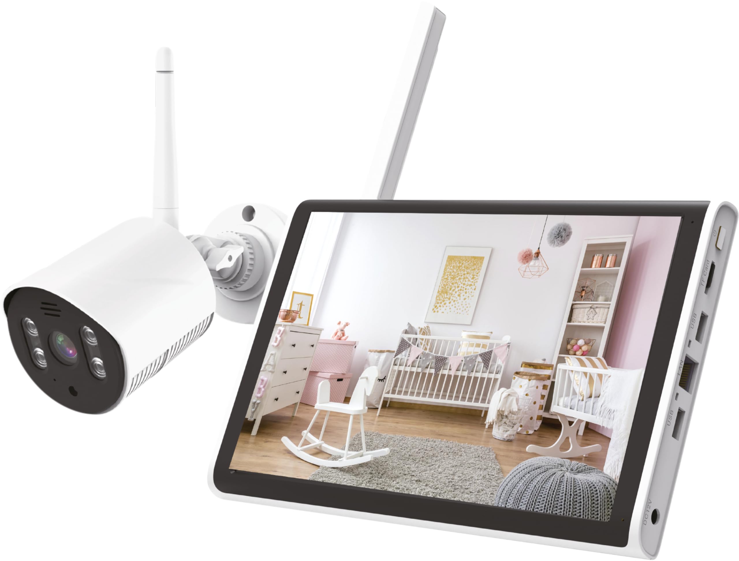 Megasat System monitoringu HS 260 – kamera i monitor do monitoringu (nagrywanie na karcie SD lub dysku twardym, zasięg radiowy do 300 m, monitor 10,1″)