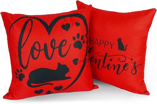 GUDELAK Fundas de almohada de San Valentín de 18 x 18 pulgadas, juego de 4 fundas de almohada decorativas de San Valentín, decoración de San