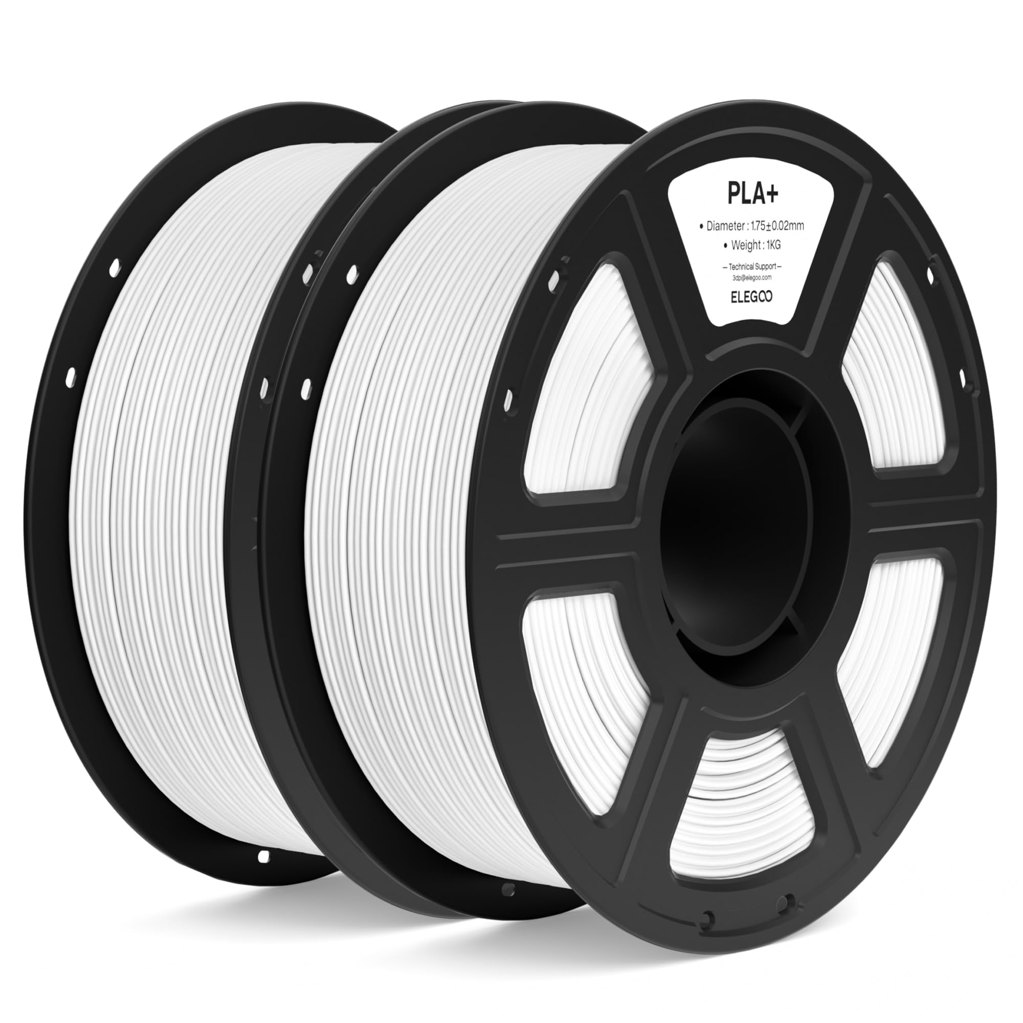 ELEGOO PLA+ Filamento 1,75mm Bianco 2KG, PLA Plus ad Alta Resistenza per Stampanti 3D, Precisione Dimensionale +/- 0,02mm, Bobina da 1kg (2,2lbs) Compatibile con la Maggior Parte delle Stampante 3D
