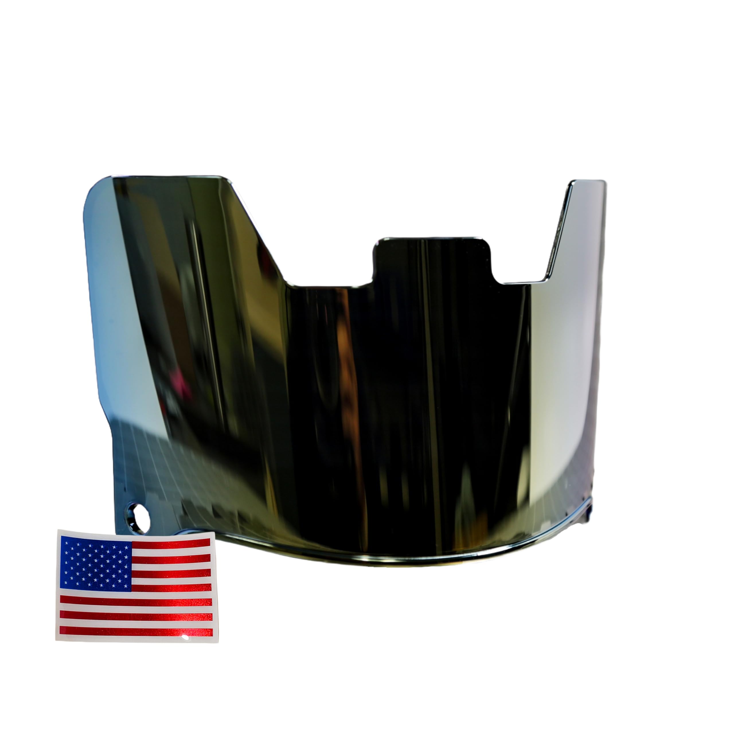 Green Gridiron - Unbranded Football Helmet Visors + Chrome US Flag Helmet Decal (Liquid Metal)