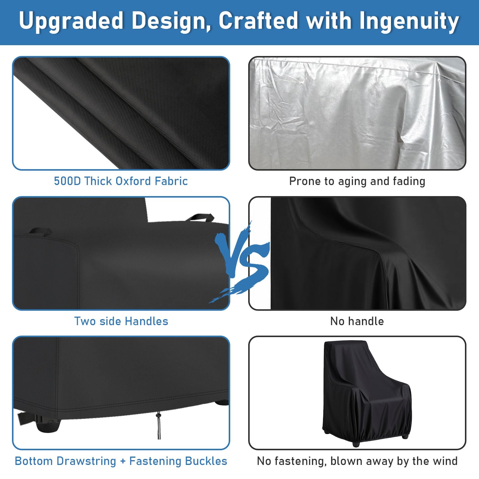 Iptienda Garden Chair Covers Waterproof, Garden Furniture Covers with Handles - Image 4