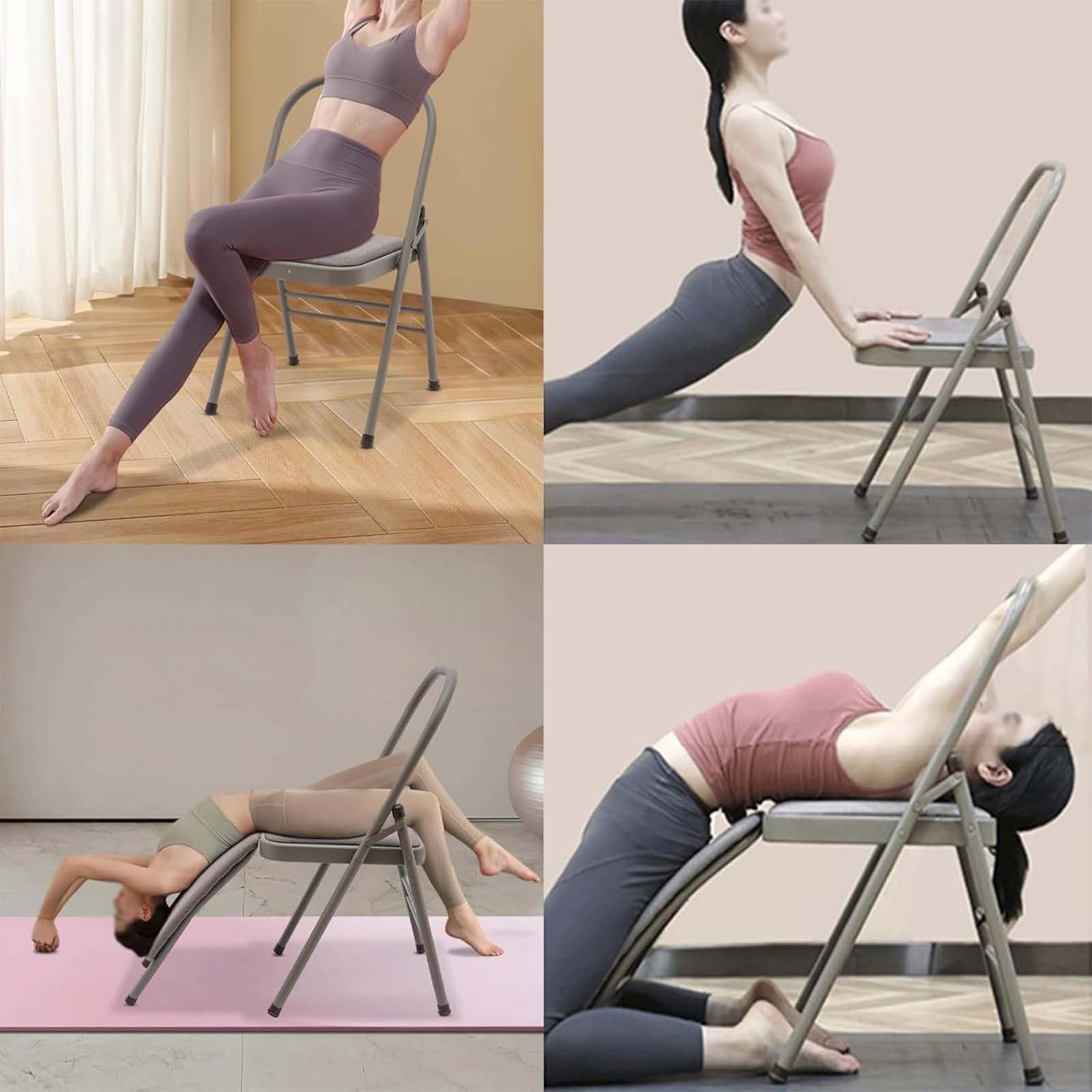 Generisch Yoga Stuhl Komfortabel Dauerhaft Yogastuhl Mit Abnehmbarer Lendenwirbelstütze Doppelstrebiger Klappbarer Yogastuhl Yoga Equipment Für Hüft Und Beinübungen Hüftübungen,02