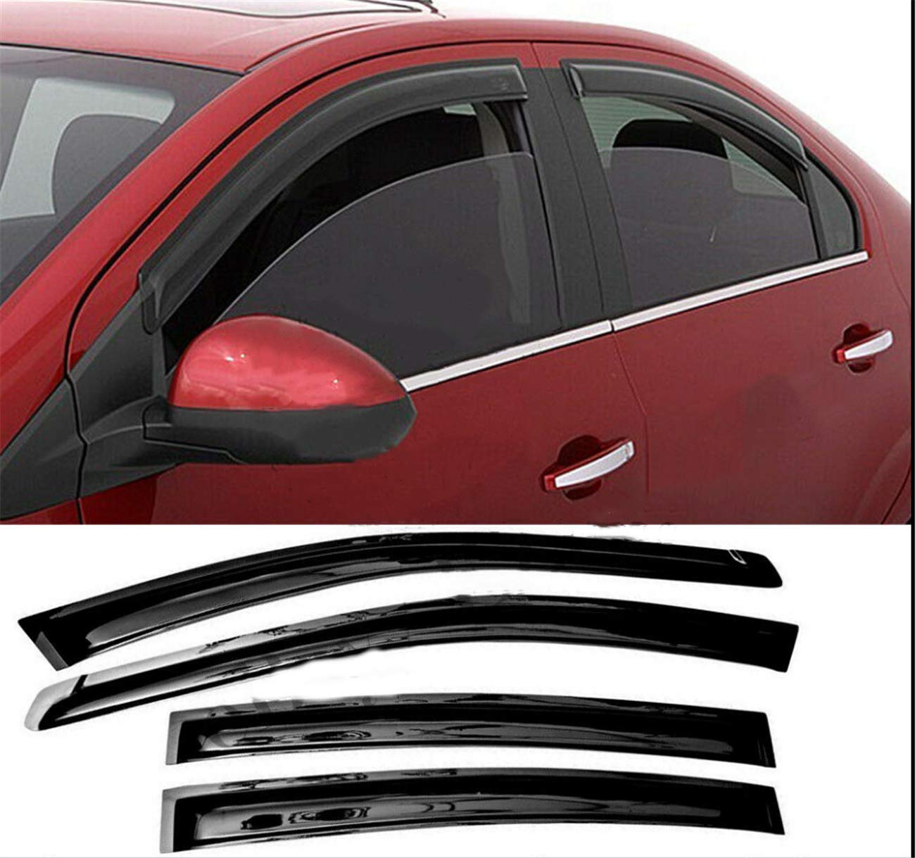 Compatible with 2002-2006 Nissan Altima Window Visor Outside Mount Style Dark Smoke Side Vents Rain Guard Window Deflectors,4pcs