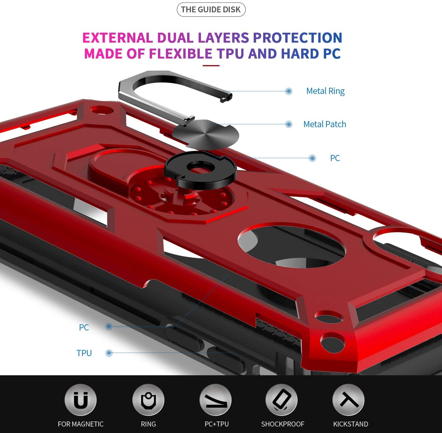 LeYi Cover Per IPhone X/XS Con Vetro Temperato [2 Pack], Custodia Antiurto Con Supporto Ad Anello Integrato E Bumper In TPU, Grado Militare, Verde