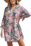 CUPSHE Women's Long Sleeve Floral Buttoned Shirt Dress