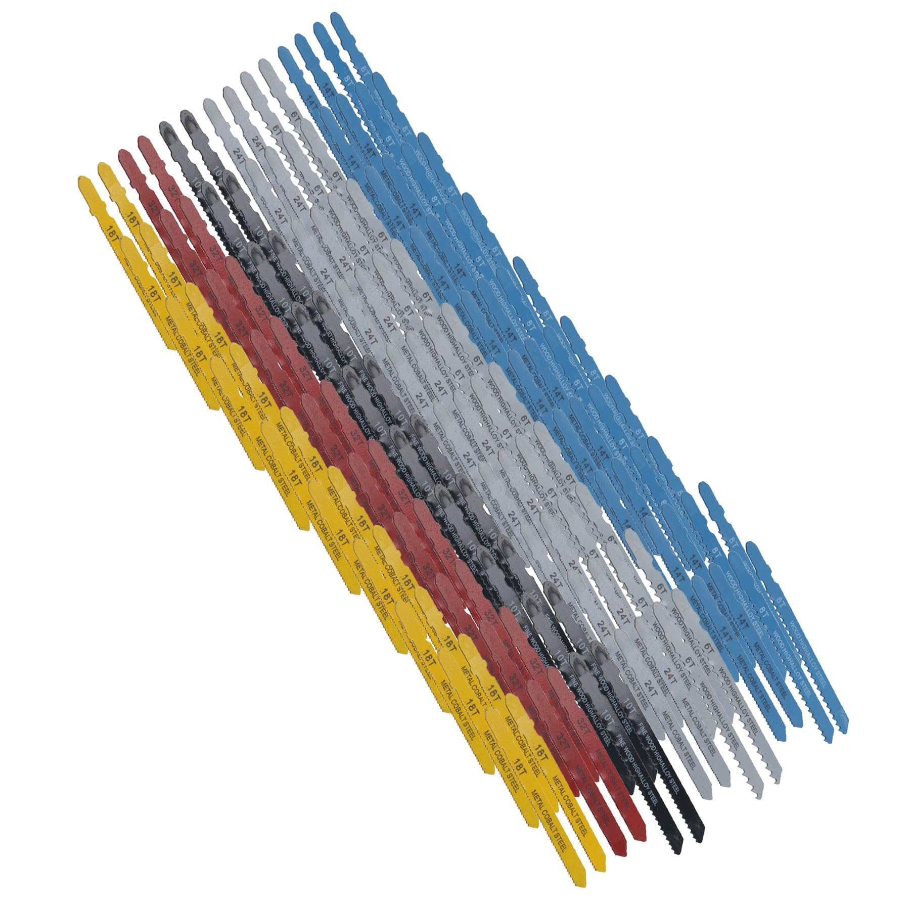 Set di 140 lame assortite per seghetto alternativo per metallo, legno, plastica, codolo a T, attacco Bosch