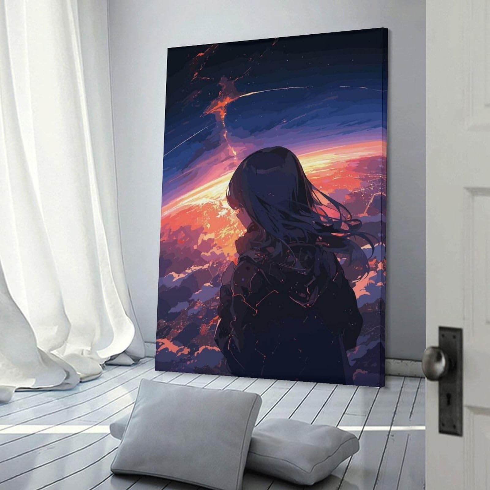 Junmoney Fantasy Anime Girl Canvas Art Print, 24x36inch(60x90cm), for Home Walls, Creative Rooms Or Shared Spaces, Decorative Artwork with Broad Appeal