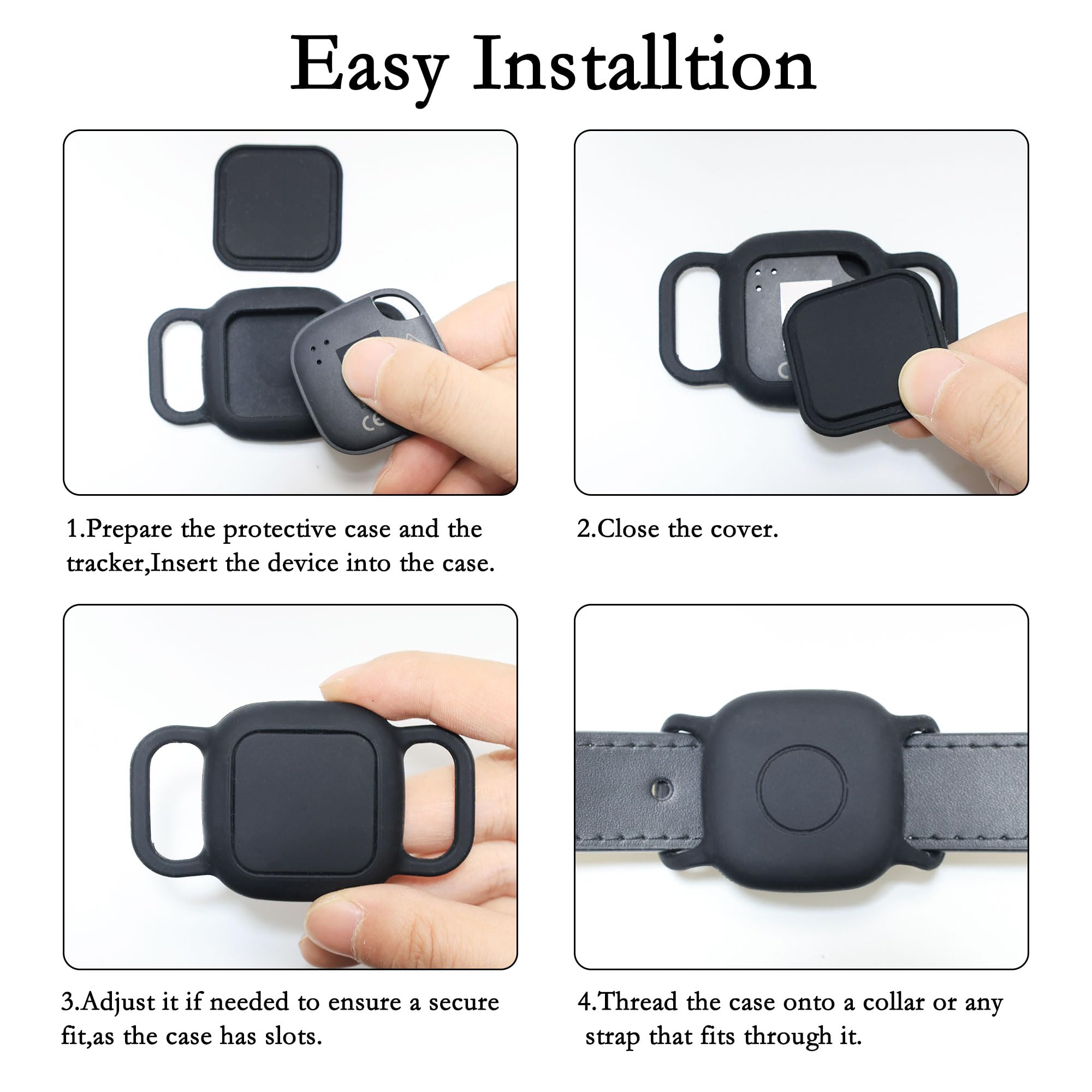 Waterproof Dog Collar Holder for Tile Life360 Mate [2024] 2022 Tracker, Anti Lost Soft Silicone Case for Cat Pet Necklace, Full Body Covered Protective Accessories for Tile Tracker Finder, Black - image 4