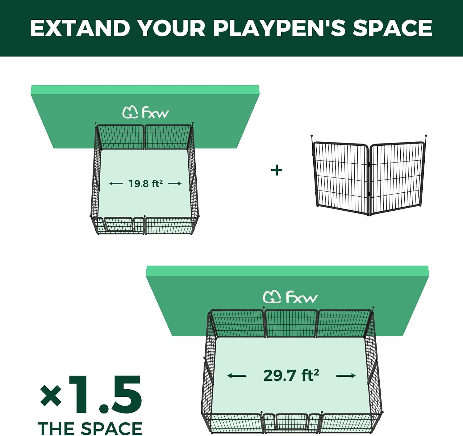 FXW Instant Unleashed Dog Playpen, Portable Pet Fence for Outdoor, RV Trips, and Camping, 32inch, 2 Panels for Small and Medium Dogs│Patented