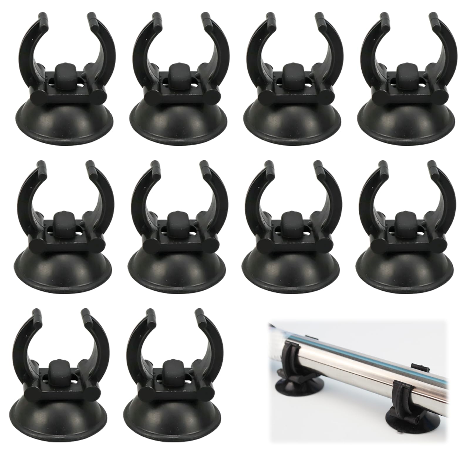 Lilyphon Aquarium Suction Cups, Fish Tank Heater Accessories, Secure 2.5cm Equipment Mounting, 10PCS Black Fish Tank Suction Cups for Submersible Lights and Heating Rods, Durable Aquarium Organizers