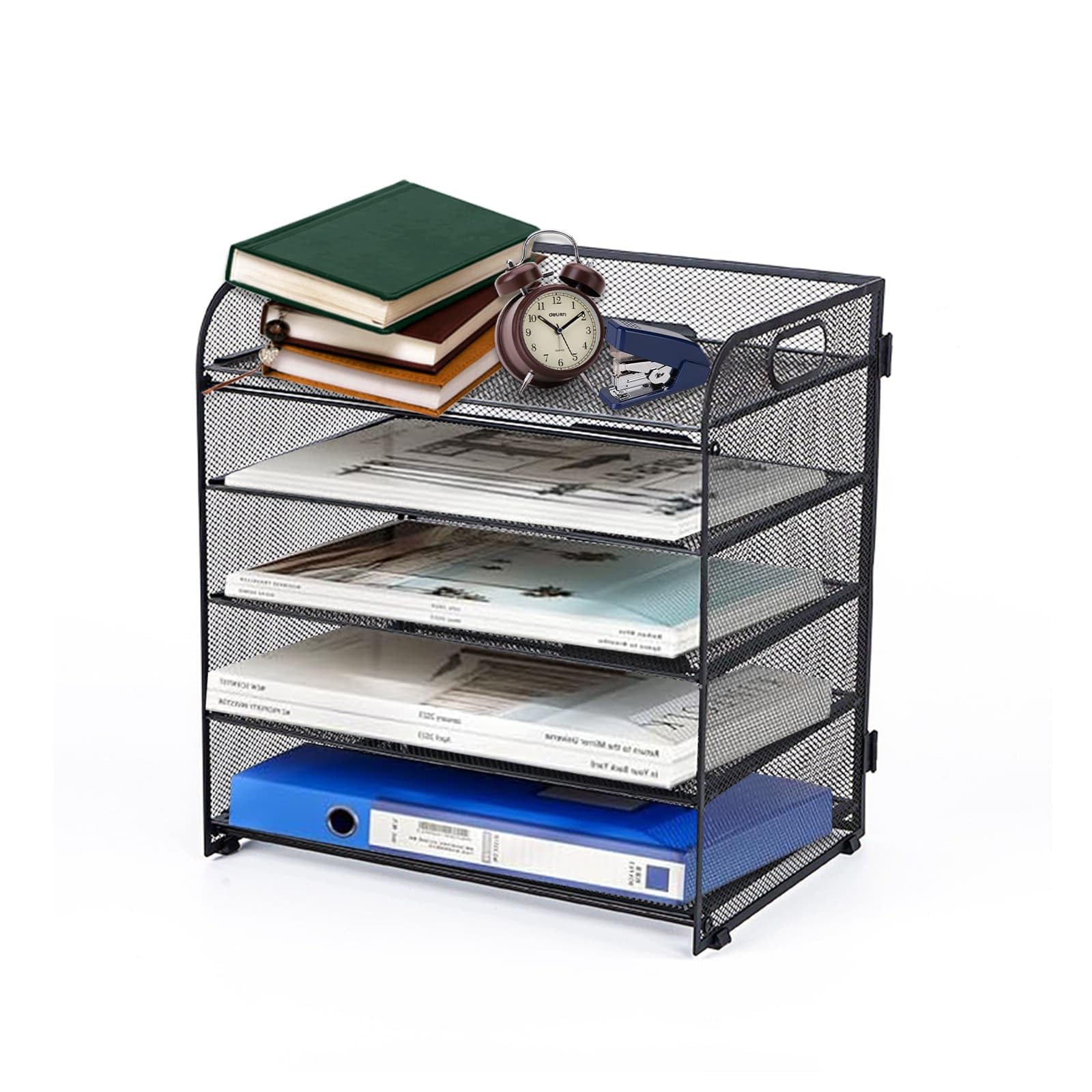 Mesh Letter Tray Organizer with Handle & Screwdriver, 5-Layer Letter Paper Organizer, File Folder Organizer