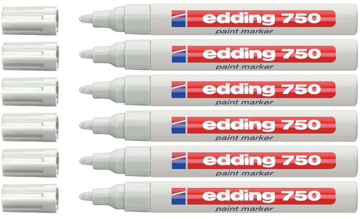 Edding 750 Creative – Rotulador – tinta lacada permanente para todas las superficies – punta de 2 – 4 mm – lote de 6
