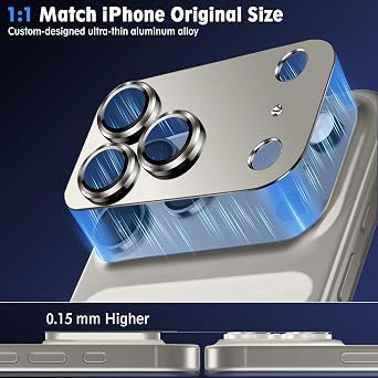 SiHPuoy カメラレンズプロテクター iPhone 17 Proアクセサリー用 2枚パック 金属アルミニウム合金強化ガラスカメラプロテクター ミリタリーグレードの飛散防止 ケースフレンドリー - グレー