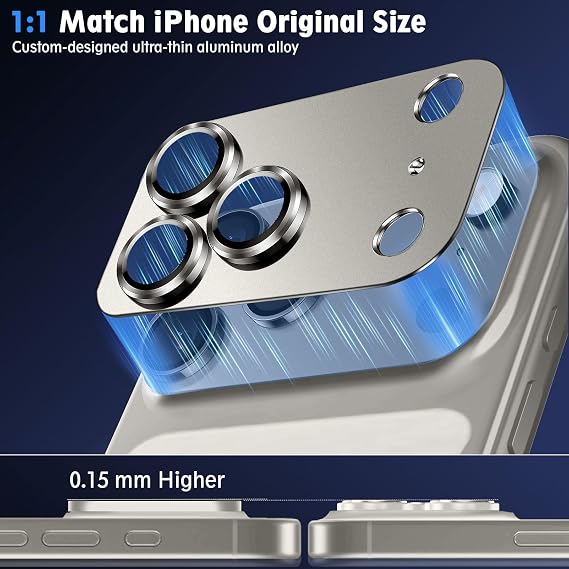 SiHPuoy カメラレンズプロテクター iPhone 17 Proアクセサリー用 2枚パック 金属アルミニウム合金強化ガラスカメラプロテクター ミリタリーグレードの飛散防止 ケースフレンドリー - グレー
