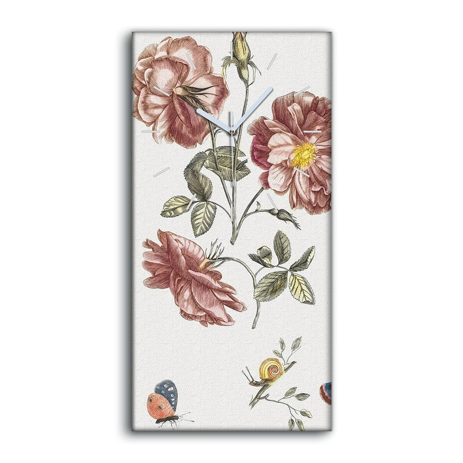 Horloge sur Toile Anti-Bruit Pendule Silencieuse Mains Blanches 30x60cm