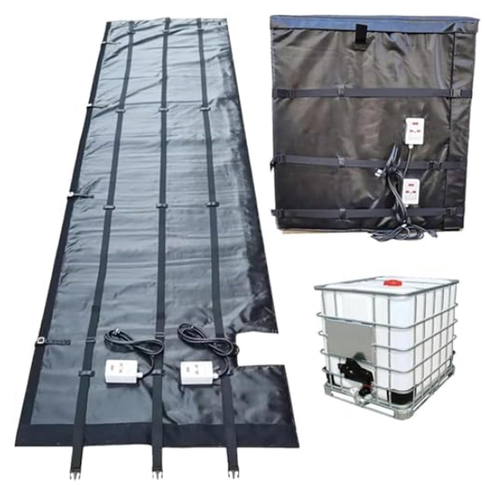 MRVAKDYDI Oil Barrel Heating Blanket, Industrial IBC Drum Heating Blanket Black Grey 55/275 Gallon 2300W/4000W 0-120C Waterproof(Black,275Gallon/1000L)
