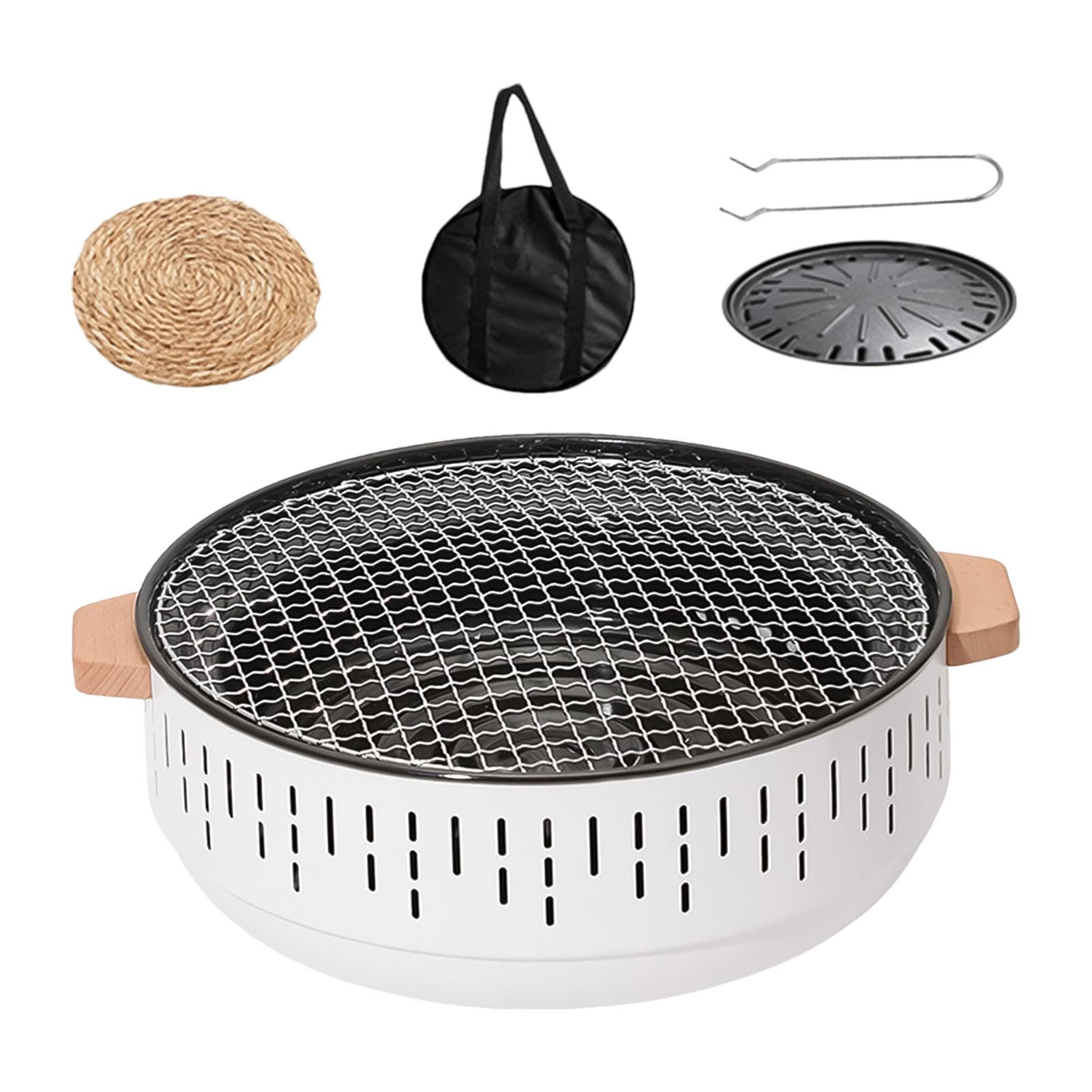 Barbecue a carbonella, portatile a carbonella, in acciaio inox alimentare con rete a rete densa, griglia da tavolo con portatile, teglia da forno antiaderente per | con rete a rete densa, griglia da tavolo con portatile, teglia da forno antiaderente per