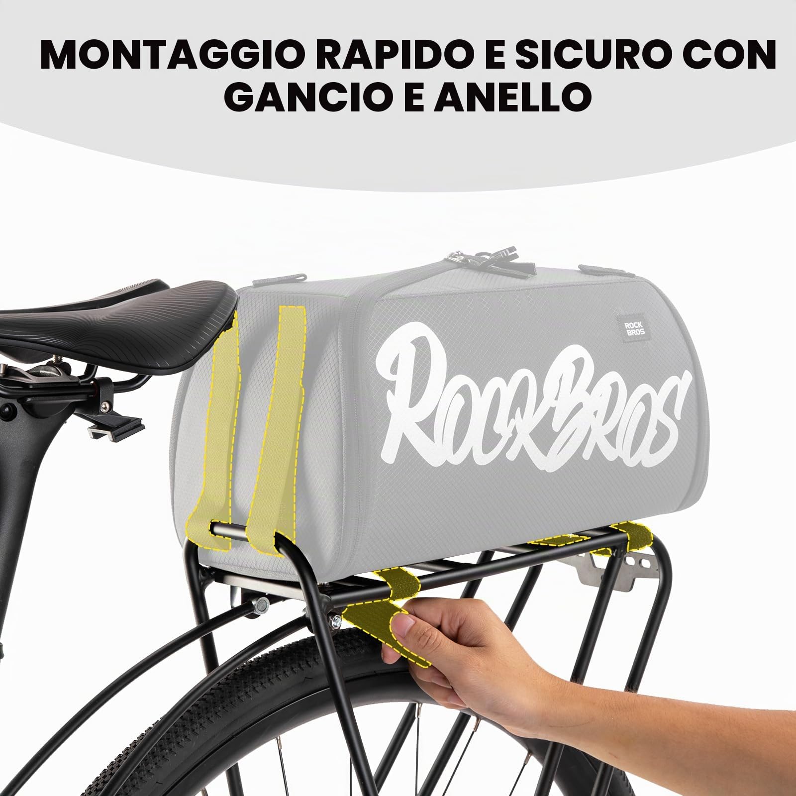 ROCKBROS Borsa Bici Posteriore 11,6 L per Portapacchi | Design Monopezzo, Tracolla Rimovibile, Per Bici da Strada Mountain Bike MTB