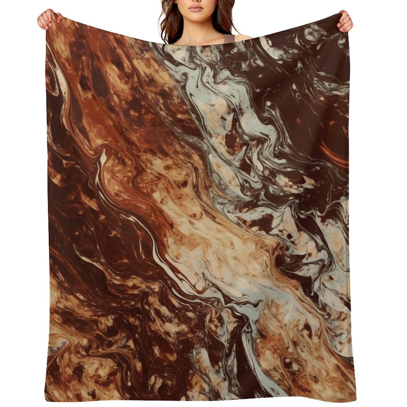 Marble Mixed Brown Throw Blanket for Couch and Bed Super Soft Warm Lightweight Throw Blankets Cozy Fuzzy Flannel Blanket Personalized Decorative Blankets for Sofa Decor 30"x40"