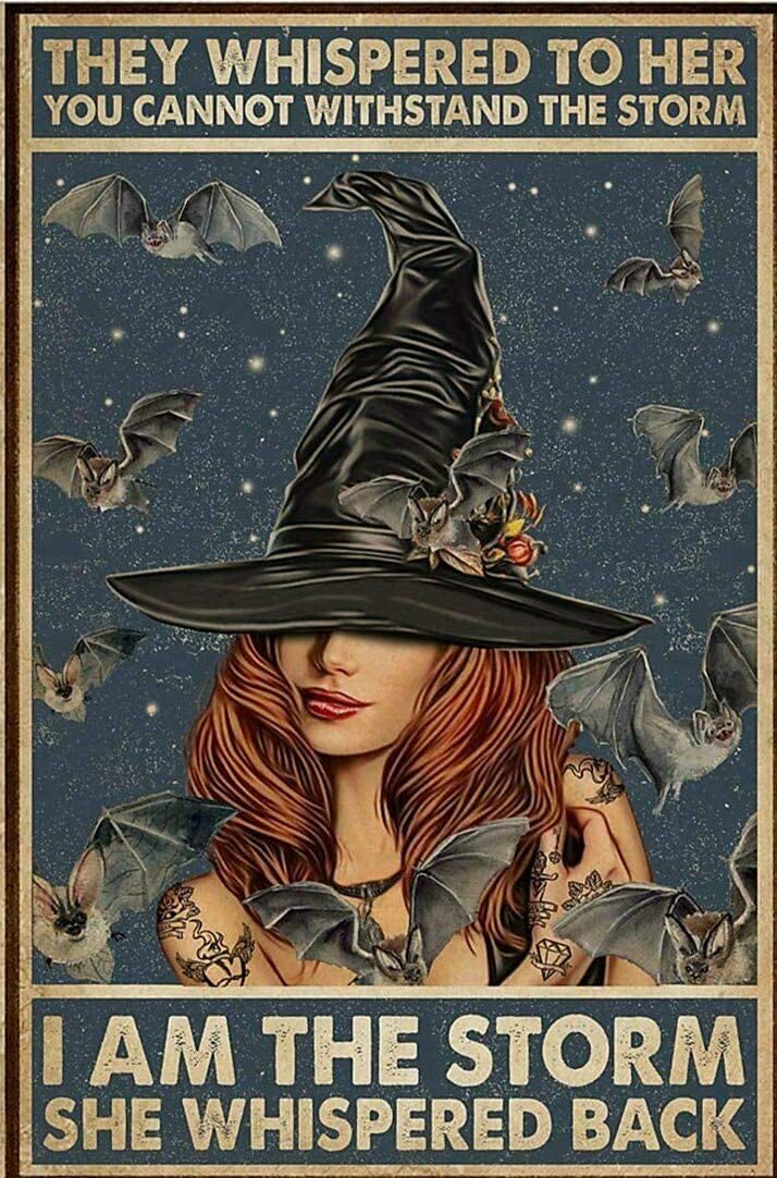 Halloween Witch Tin Sign Wall Poster Decor Funny Retro Bar Coffee Pub Gift Wall Decor Sign 8x12 Inch