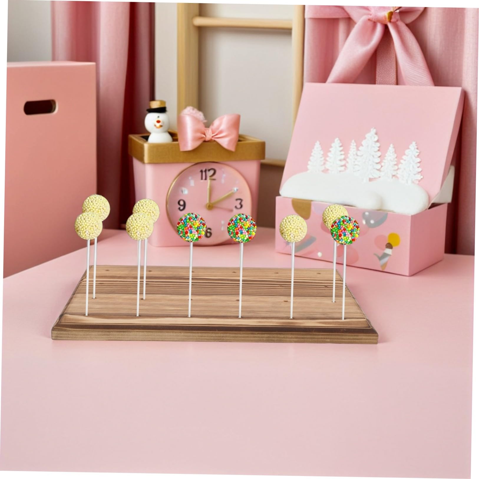 Toyvian Espositore Stabile Design a 24 Fori in Legno Naturale ed per Cake per Matrimoni e Tavoli Dolci e Sacchetti