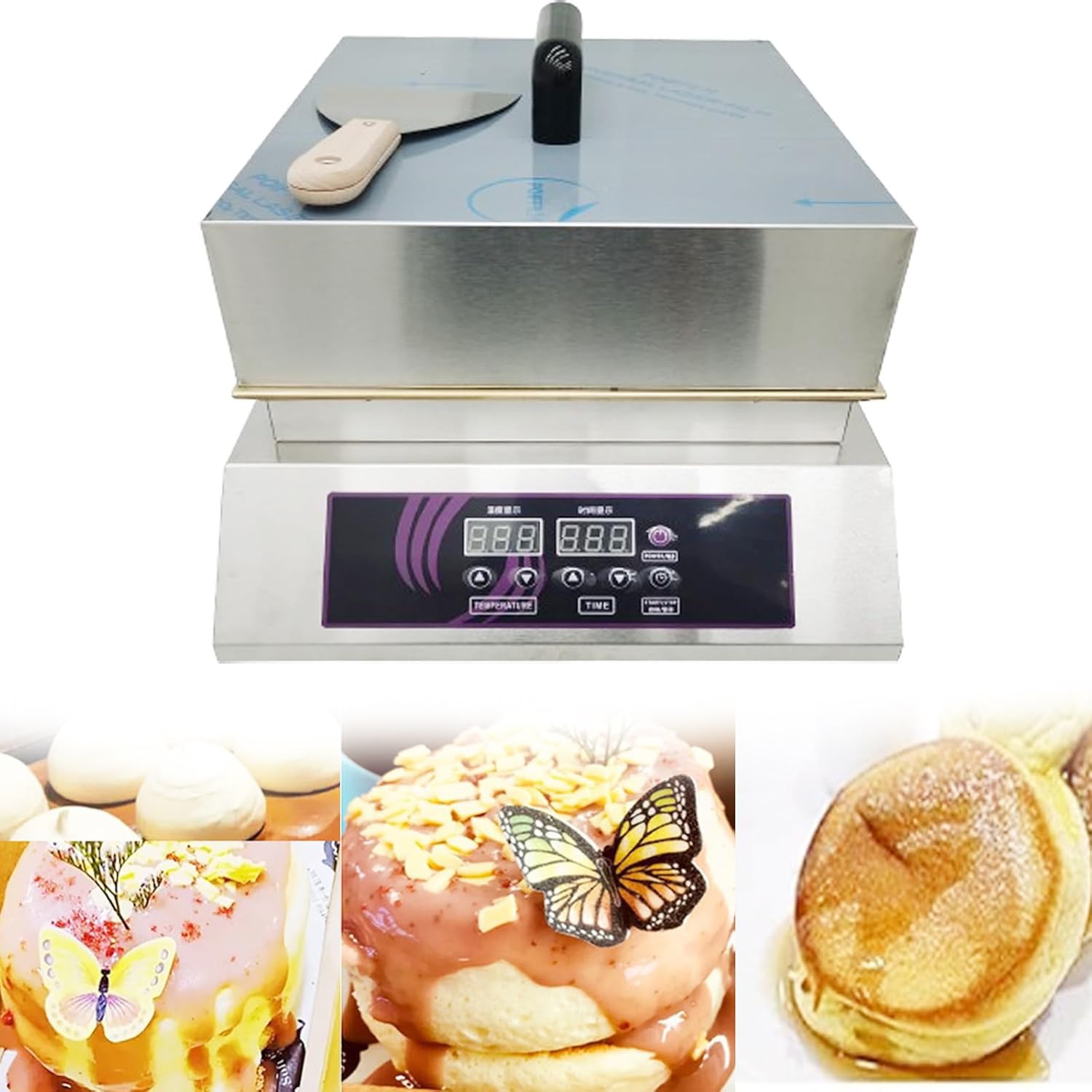 Qiang Sweet Thick Fluffy Souffle Maker Machine,Electric Nonstick Copper Heating Plate,High Efficiency Easy Clean Japanese Pancake Dorayaki Maker for Kitchen Bakery Cafe Singlehead