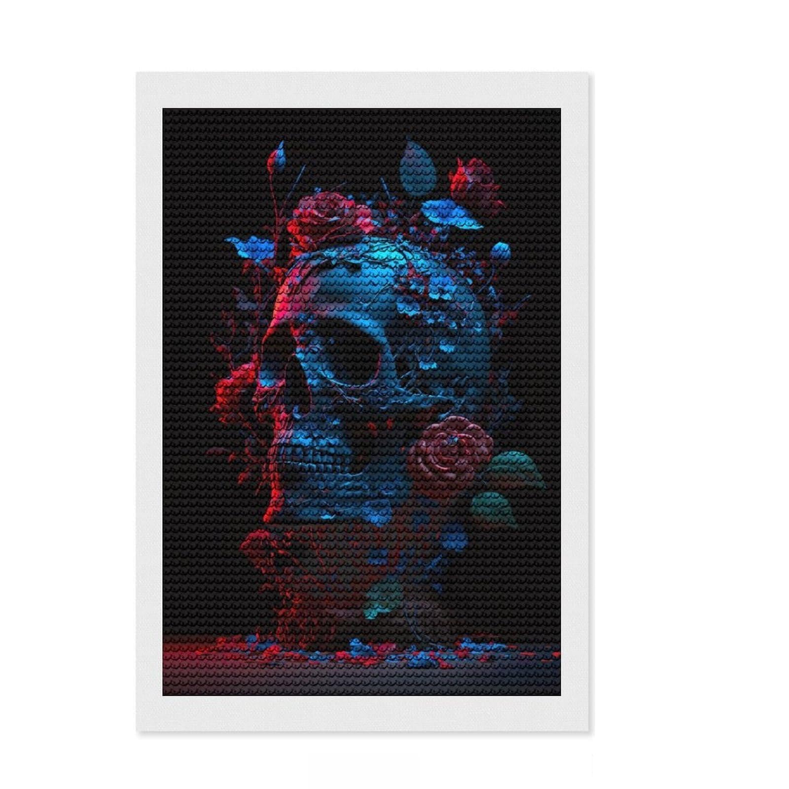 Junmoney Dark Skull Full Drill Diamond Painting Kit 8"x12", Enjoyable At-Home Hobby, Creative Leisure Activity, Cosy Home Accent