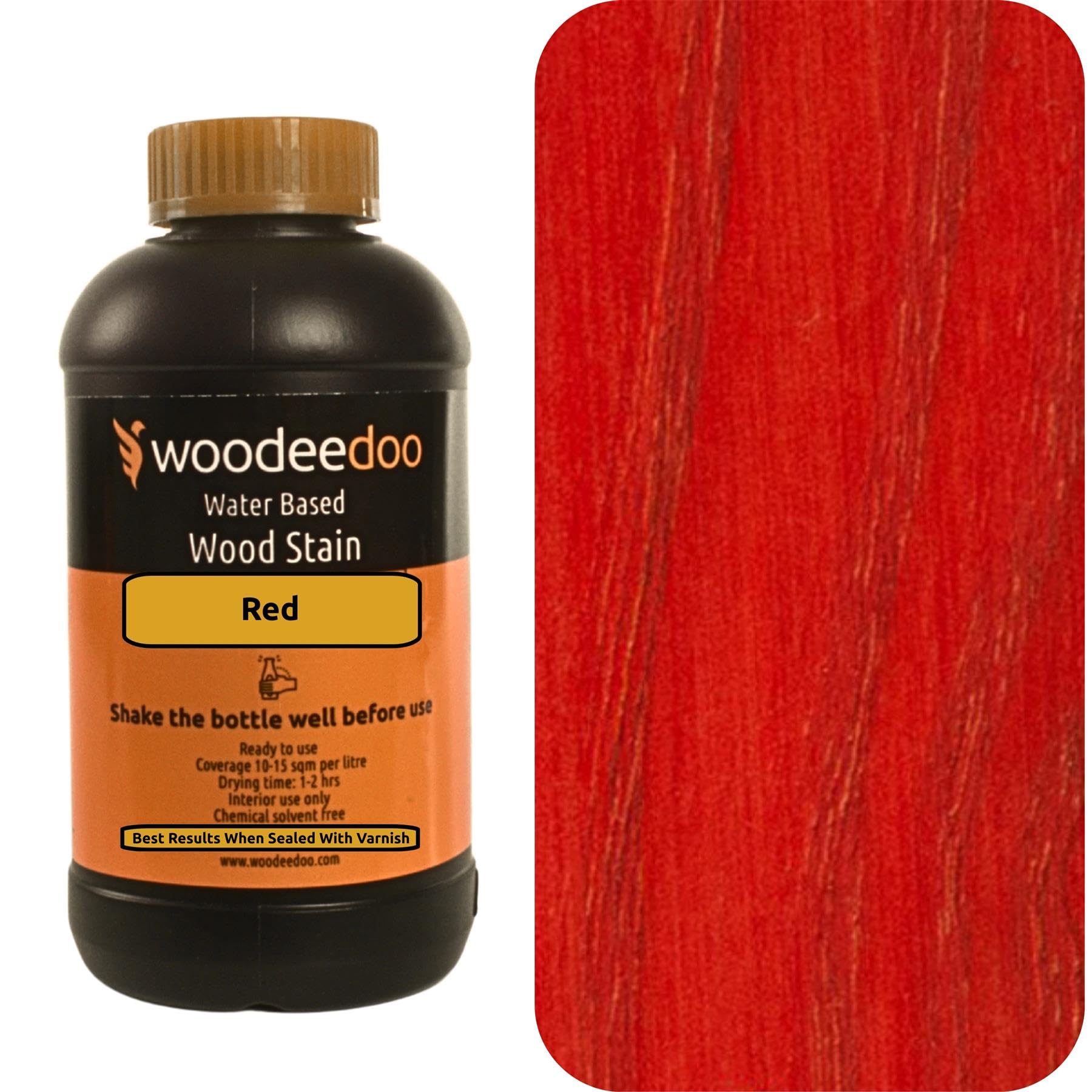 Woodeedoo Red Water Based Wood Stain | Wood Dye | Ready To Use | Environmentally Friendly | Solvent Free | Odour Free | 200 Ml |