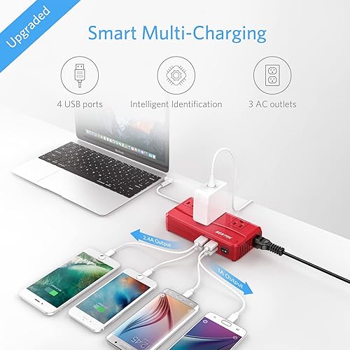Miniatura 7 de BESTEK - Adaptador de viaje universal convertidor de voltaje de 220 V a 110 V con carga USB de 6 A y 4 puertos, y adaptador de enchufe de Reino