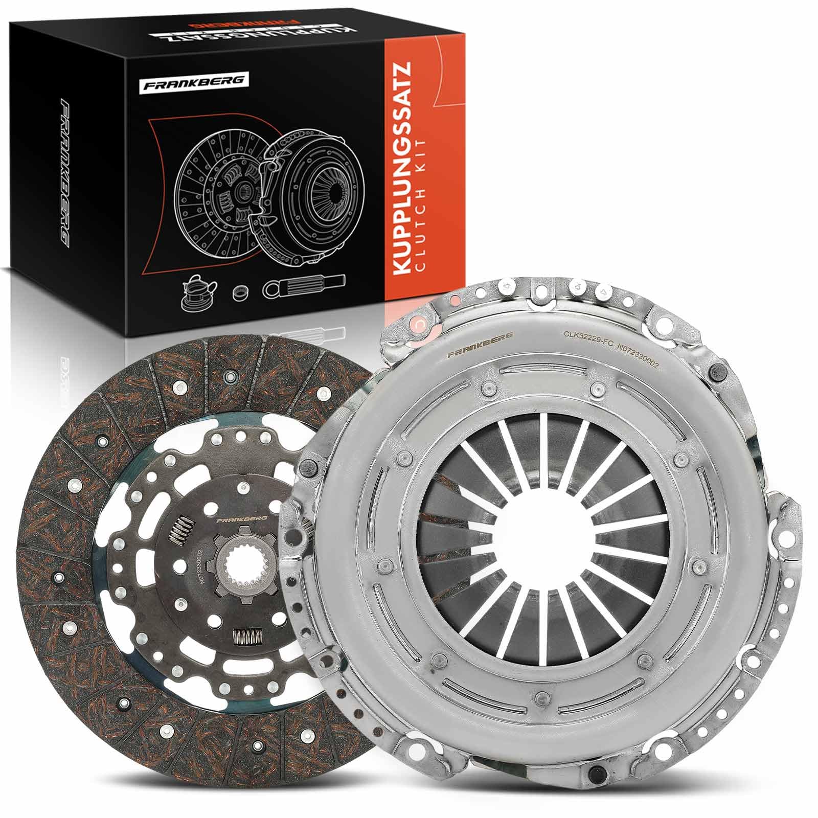 Frankberg Clutch Kit with Automatic Adjustment Compatible with 500X 334 1.6L 2014-2023 Compass M6 M7 MPMV 1.6L 2017-2023 Renegade SUV B1 BU BV 1.6L 2014-2023 Replace# 4634576 8