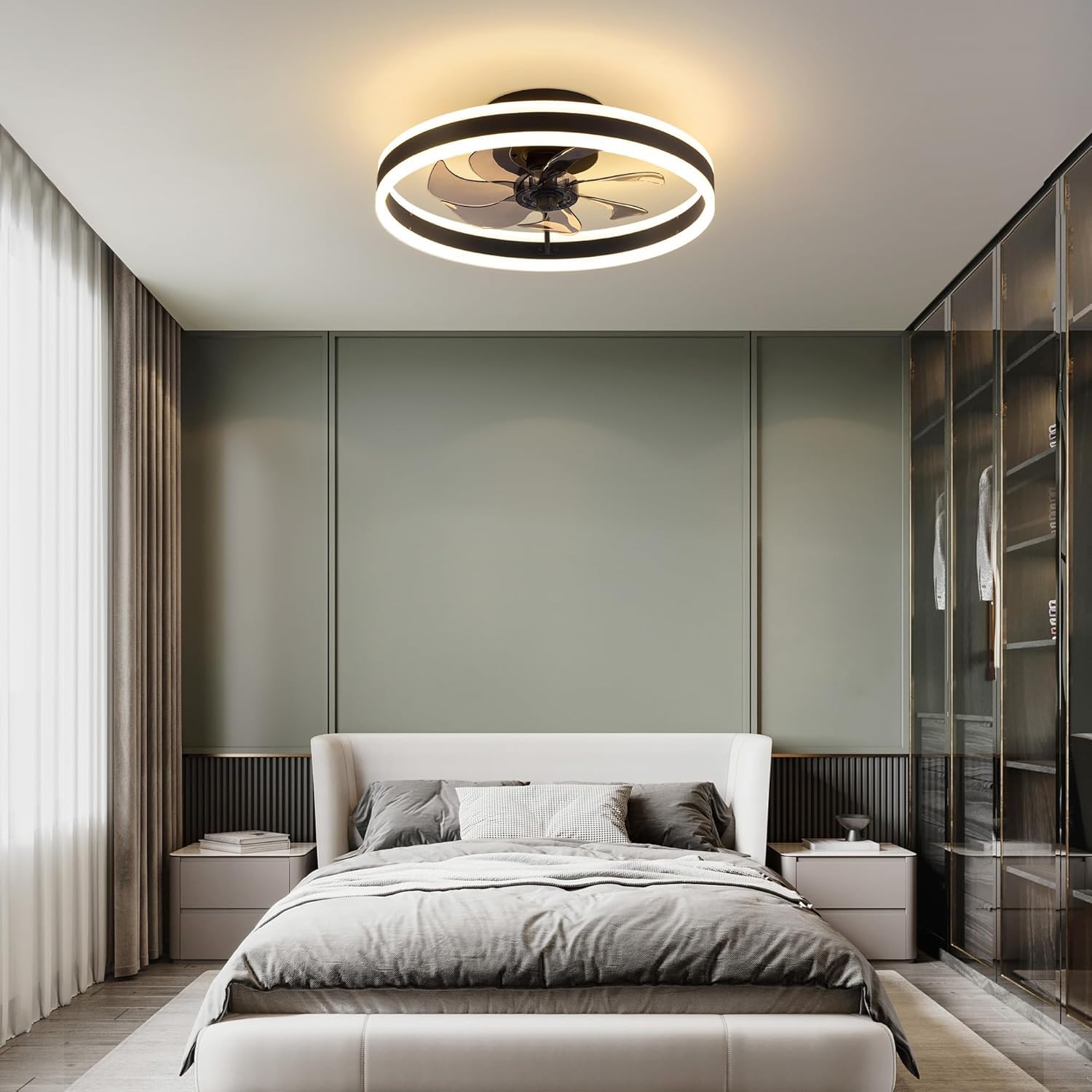 50cm Deckenventilator mit Beleuchtung und Fernbedienung Leise, Dimmbar Deckenlampe mit Ventilator, Modern Deckenleuchte Ventilator mit Licht für Schlafzimmer Wohnzimmer, Umkehrbaren DC Motor