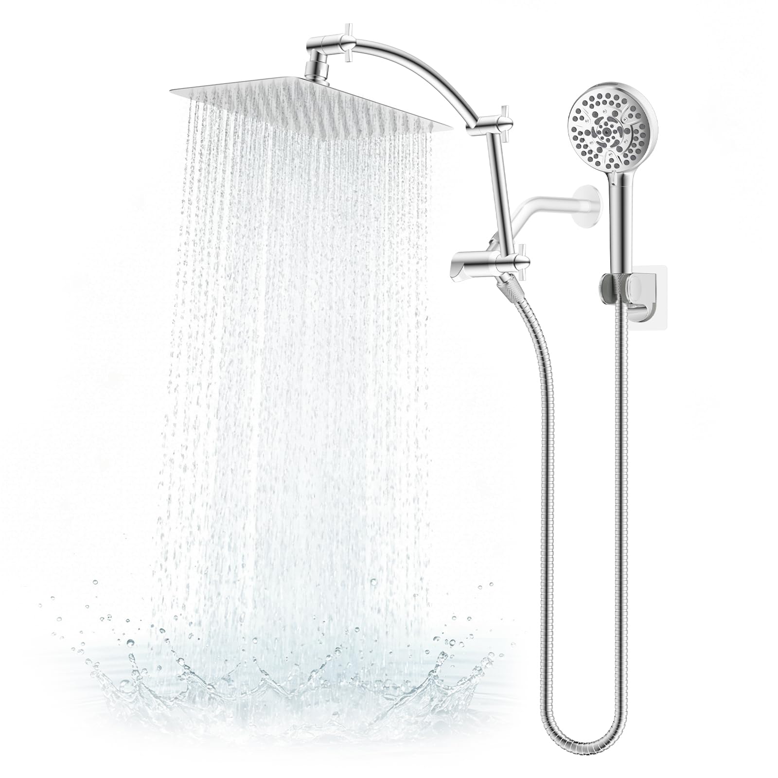 Hibbent All Metal 10 inch High Pressure Rain Shower Head Combo