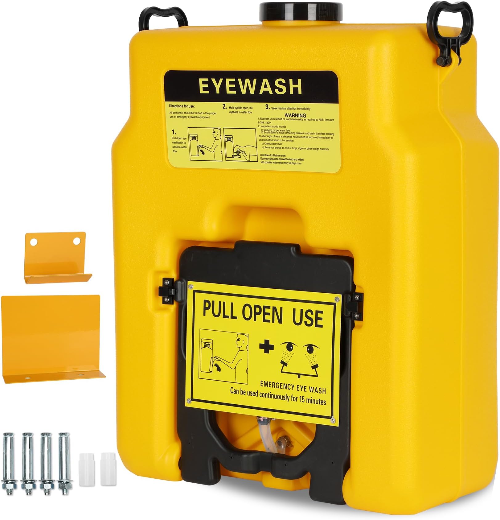 Magula 15 Gallon Portable Eye Wash Station OSHA-Approved,Wall Mounted Emergency Eyewash Station with Dual Spray,Ansi Certified First Aid Eye Wash Units,20 Minutes Eye Washing Station