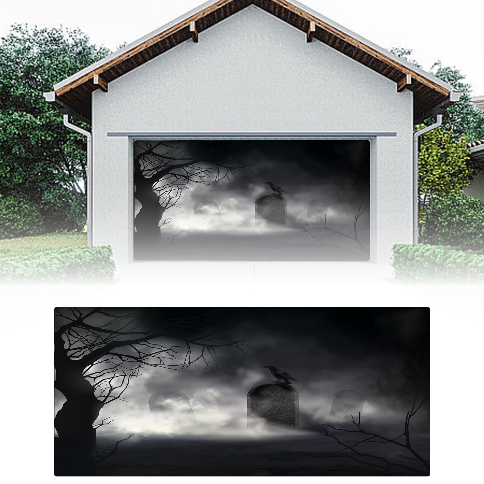 Cartel de bienvenida de Halloween para puerta de garaje, decoración de Halloween, cubierta de puerta de garaje, caldero, mural para el hogar, al aire libre, interior, fiesta, pared, ventana, patio, 1