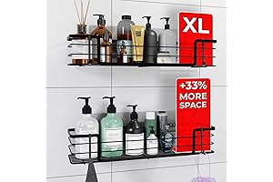 Cucino Extra-Large Long Rust-Resistant Black Shower Caddy