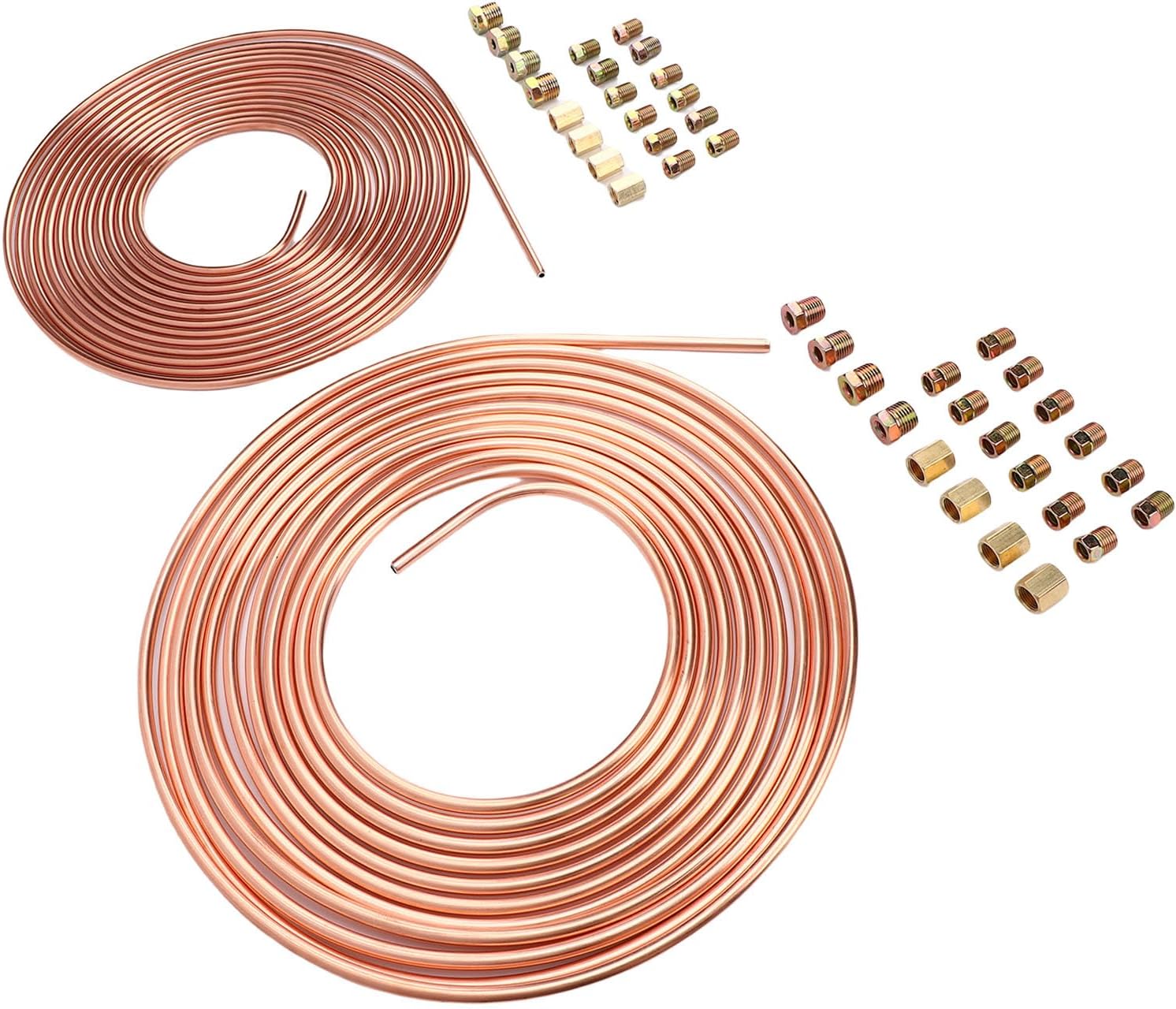 RiToEasysports Brake Line Flaring Tool Kit, Copper Coated Material, Complete 25 Ft 3/16in and 1/4in Repair Kit for DIY Mechanics, Auto Shops, Cars Trucks SUVs