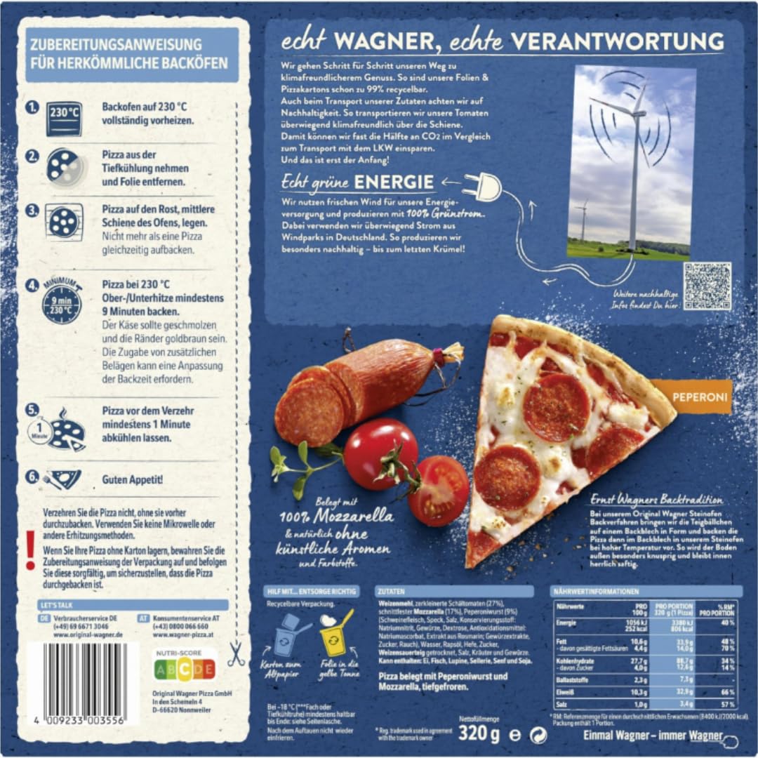 Wagner Steinofen Pizza Peperoni 320g x 4 Stück